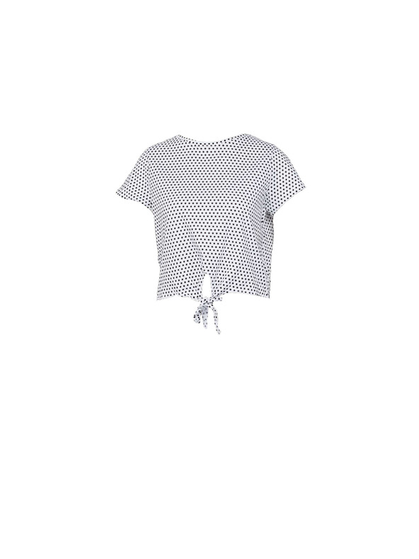 CAMAIEU Fehér mintás póló csomóval