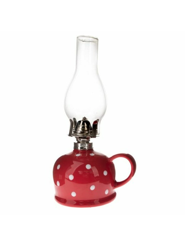 Casa de Engel Kerámia petróleumlámpa, piros pöttyös, 0/9