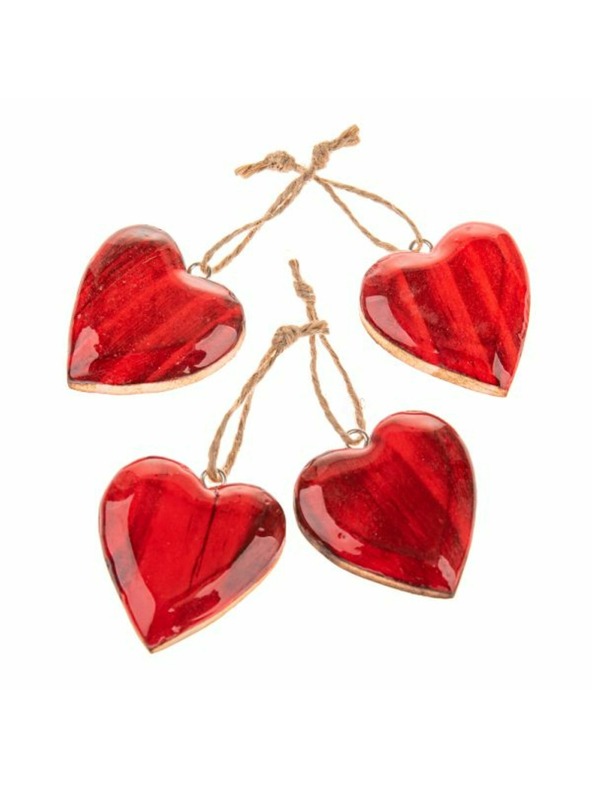 Casa de Engel Fa függő szív - 4 db-os szett, 12/288