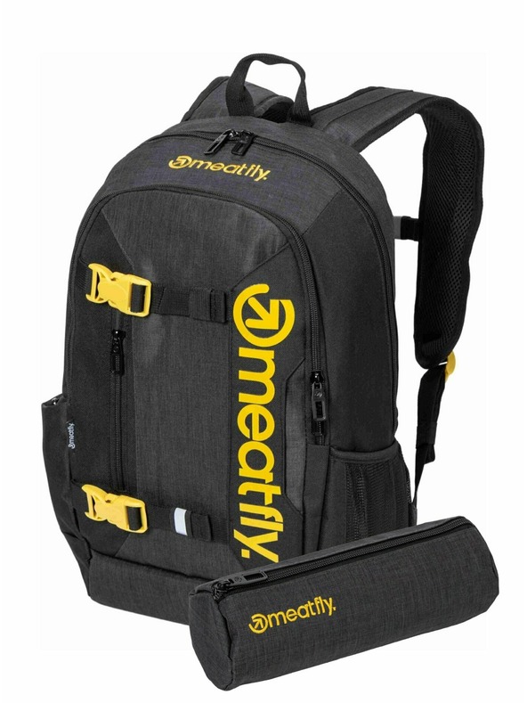 Meatfly Meatfly hátizsák Basejumper Black / Charcoal Heather 22 L + INGYENES TOLLTARTÓ | Fekete | Térfogat 22 L