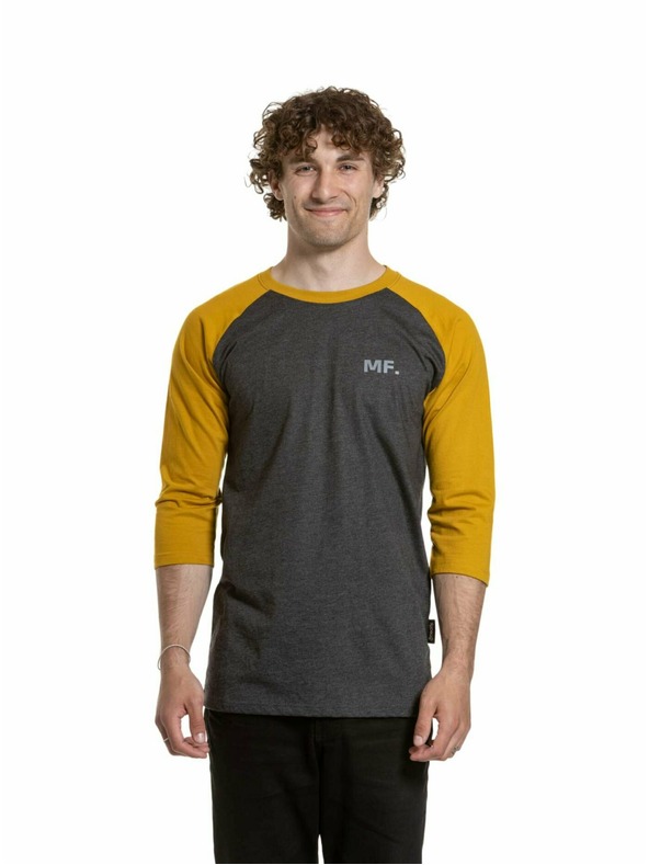 Meatfly Meatfly férfi hosszú ujjú póló Kennedy Raglan Charcoal Heather / Mustard | Szürke