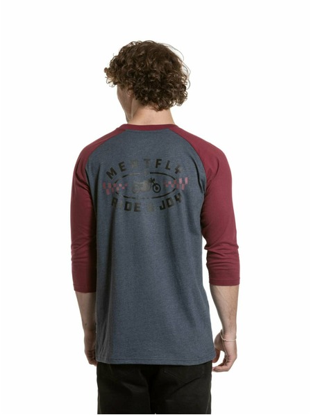 Meatfly Meatfly férfi hosszú ujjú póló Kennedy Raglan Navy Heather / Dark Wine | Piros