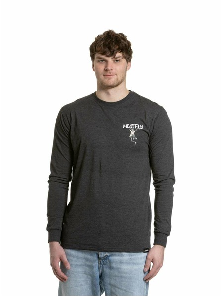 Meatfly Meatfly férfi hosszú ujjú póló Julien Charcoal Heather Skeleton | Szürke
