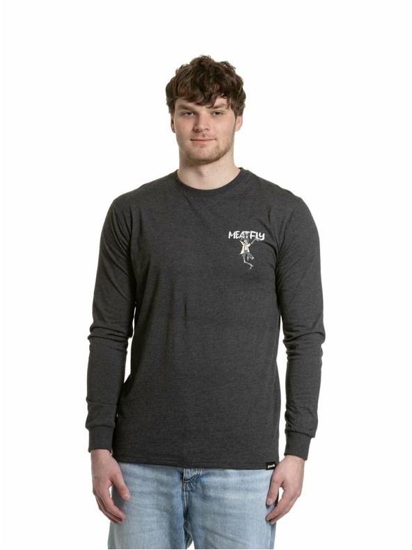 Meatfly Meatfly férfi hosszú ujjú póló Julien Charcoal Heather Skeleton | Szürke