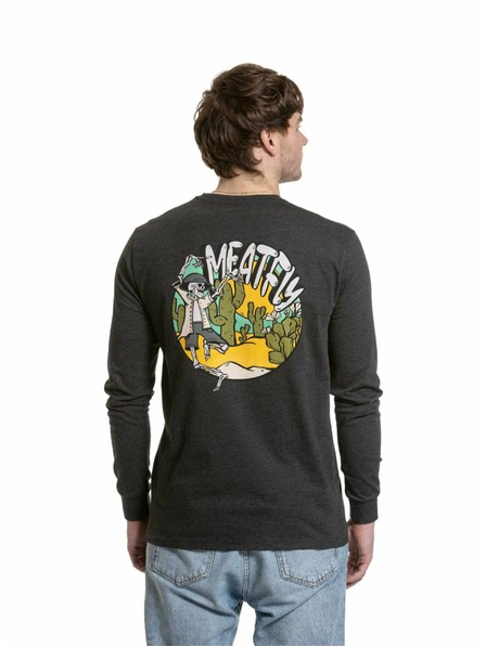 Meatfly Meatfly férfi hosszú ujjú póló Julien Charcoal Heather Skeleton | Szürke