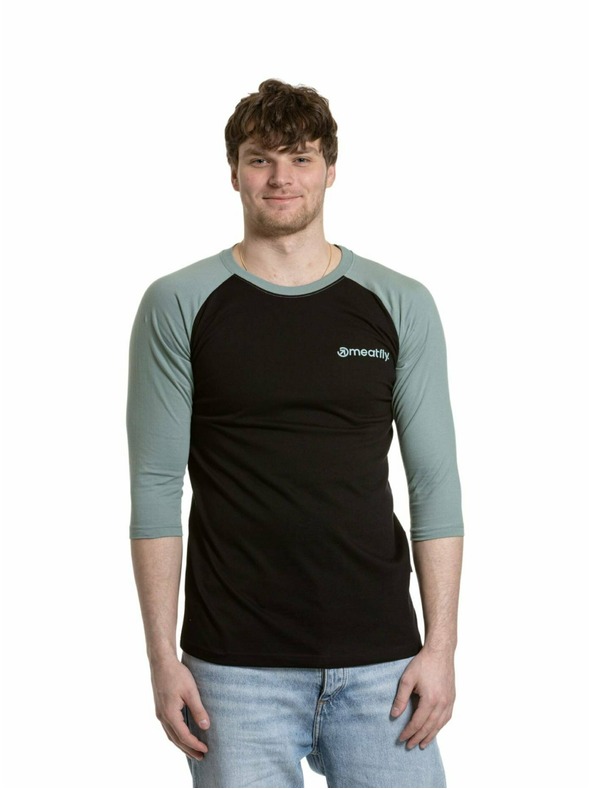 Meatfly Meatfly férfi hosszú ujjú póló Reagan Raglan Dusty Mint / Black