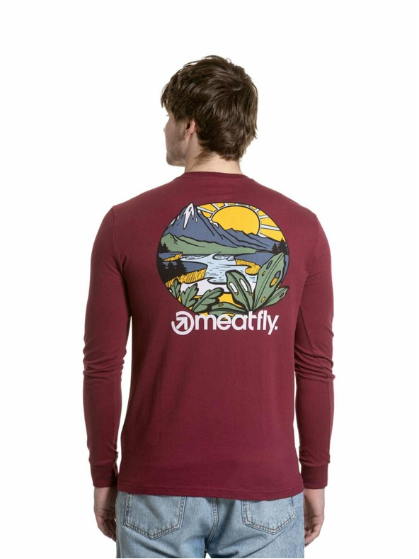 Meatfly Meatfly férfi hosszú ujjú póló Julien Dark Wine Mountains | Piros
