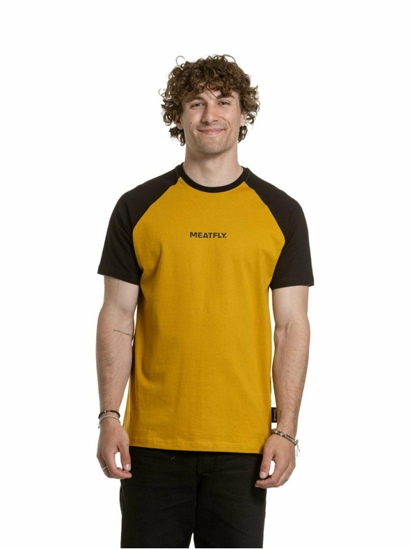 Meatfly Meatfly férfi póló Ozzy Raglan Mustard / Black