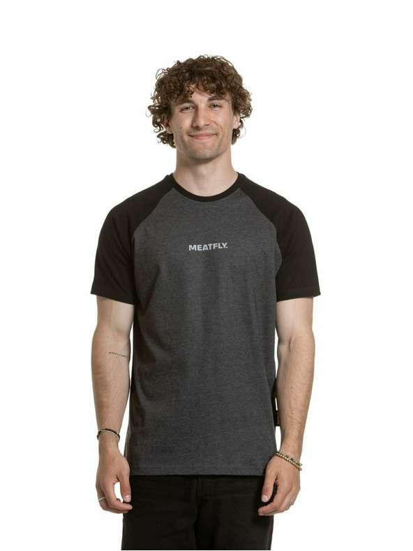 Meatfly Meatfly férfi póló Ozzy Raglan Charcoal Heather / Fekete