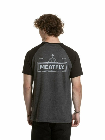 Meatfly Meatfly férfi póló Ozzy Raglan Charcoal Heather / Fekete