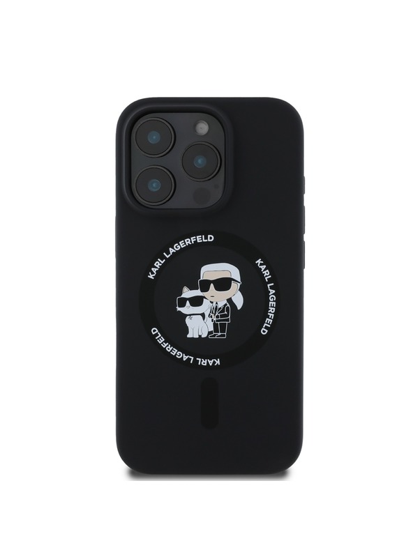 Karl Lagerfeld Karl Lagerfeld Liquid Silicone Karl and Choupette MagSafe hátlap iPhone 16 Pro Max-hoz, fekete