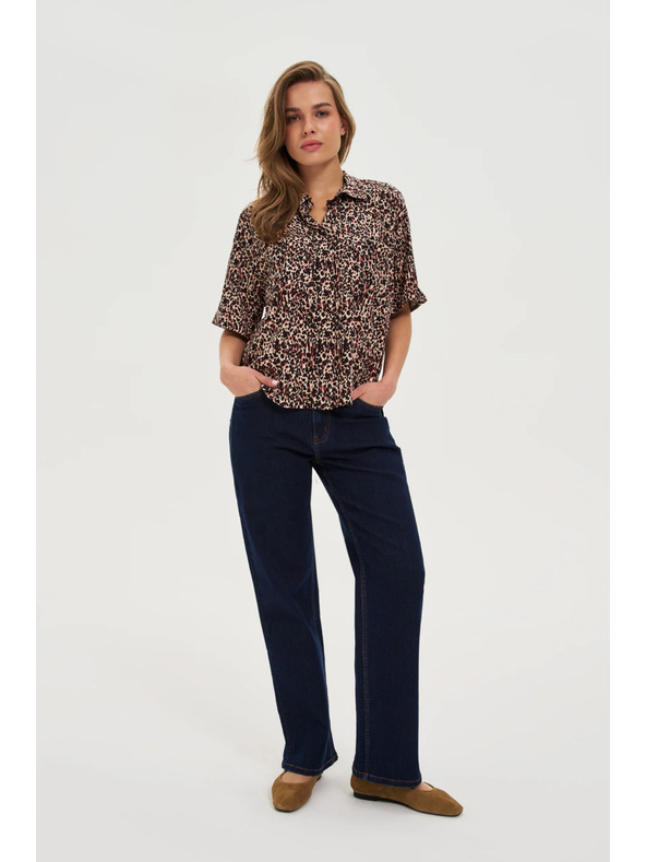 Moodo Sötétkék farmernadrág övvel Moodo