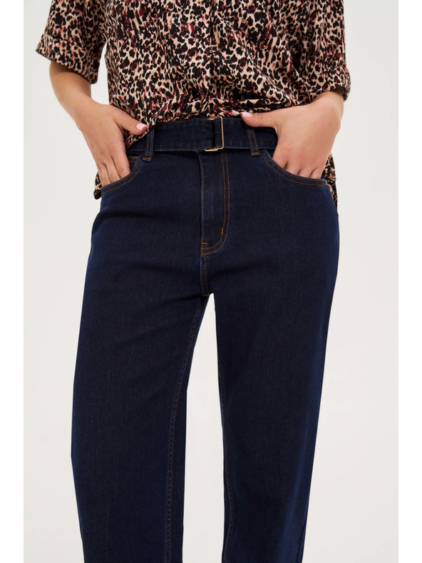 Moodo Sötétkék farmernadrág övvel Moodo