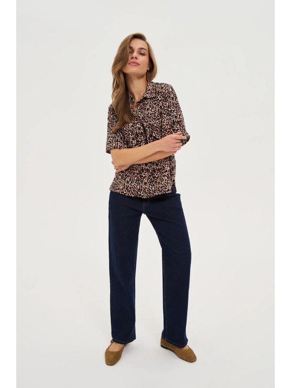 Moodo Sötétkék farmernadrág övvel Moodo