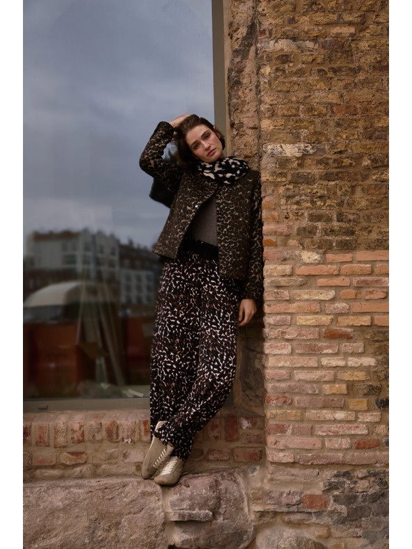 Moodo Moodo leopárd mintás női nadrág - barna