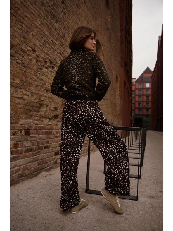 Moodo Moodo leopárd mintás női nadrág - barna