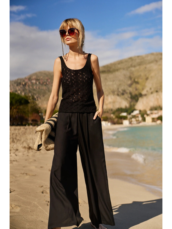 Moodo Moodo laza női nadrág - fekete