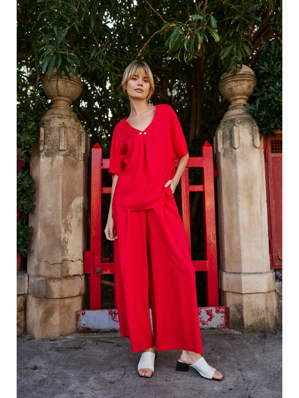 Moodo Moodo laza női nadrág - piros