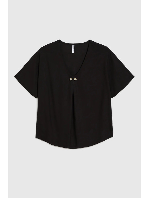 Moodo Fekete laza blúz rövid ujjakkal