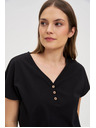 Moodo Fekete női blúz díszgombokkal