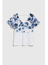 Moodo Fehér blúz kék virágokkal
