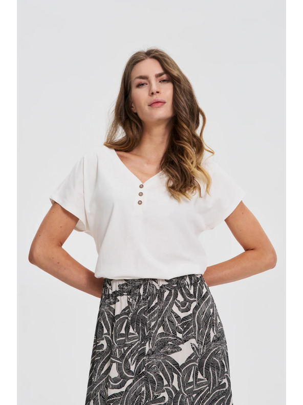 Moodo Fehér blúz díszgombokkal