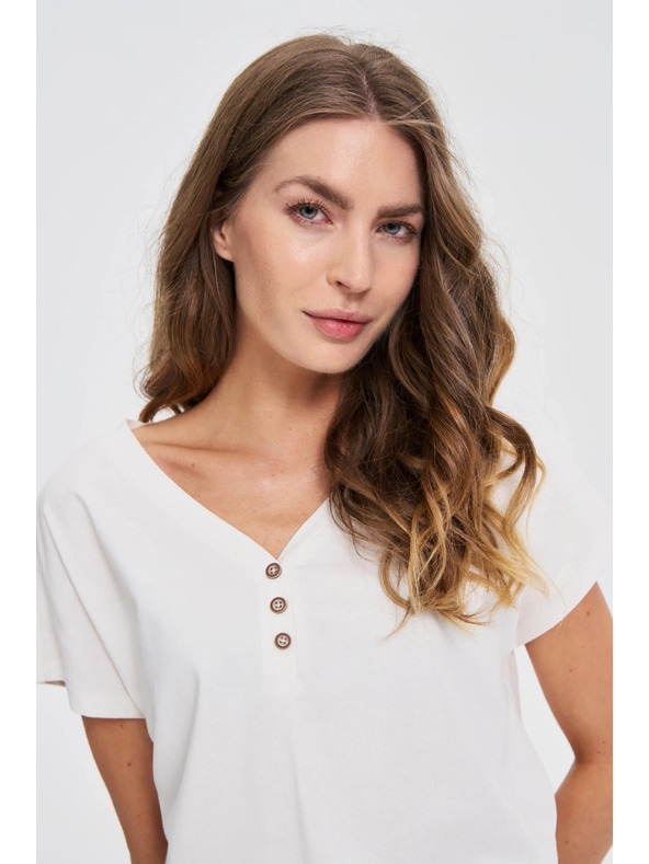 Moodo Fehér blúz díszgombokkal