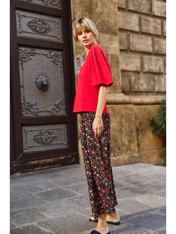 Moodo Piros blúz széles ujjakkal