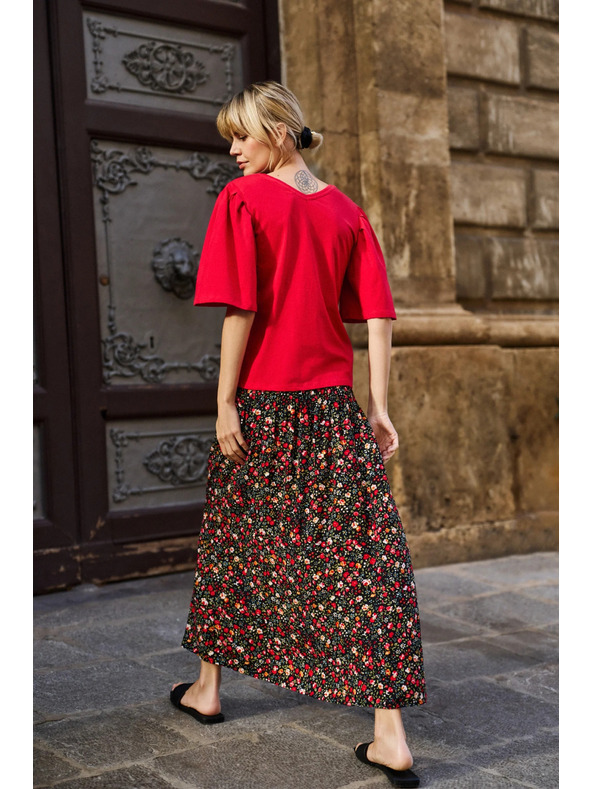 Moodo Piros blúz széles ujjakkal