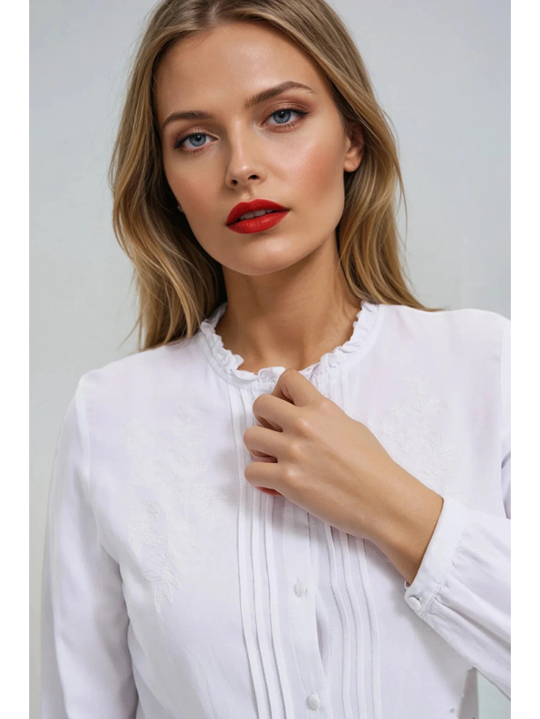 Moodo Moodo fehér női blúz állógallérral