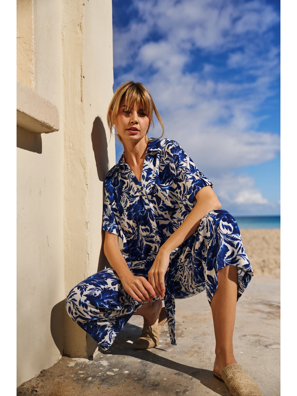 Moodo Kék-fehér mintás blúz