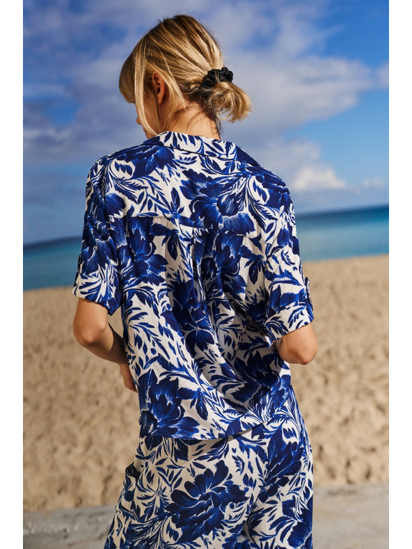 Moodo Kék-fehér mintás blúz