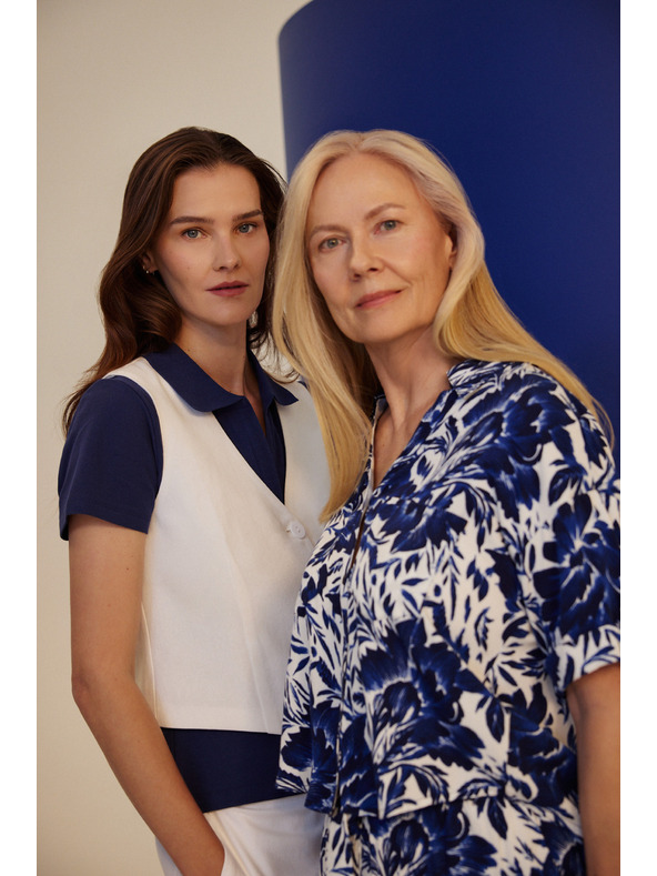 Moodo Kék-fehér mintás blúz