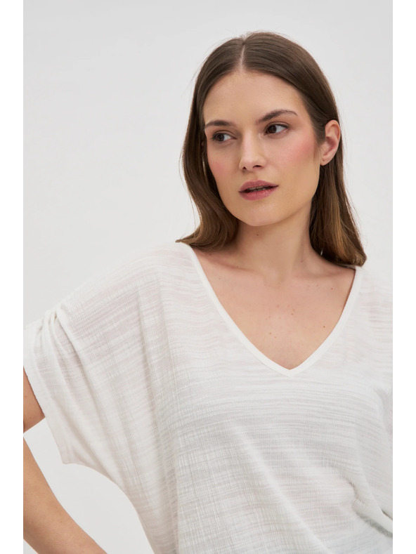 Moodo Fehér felső húzott ujjakkal