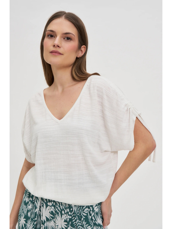 Moodo Fehér felső húzott ujjakkal