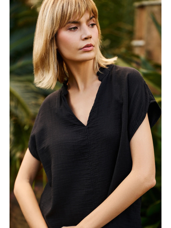 Moodo Fekete laza pamut blúz