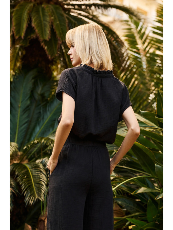 Moodo Fekete laza pamut blúz