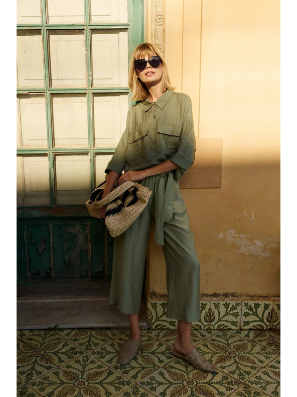 Moodo Khaki laza rövid ujjú ing