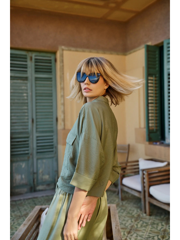 Moodo Khaki laza rövid ujjú ing