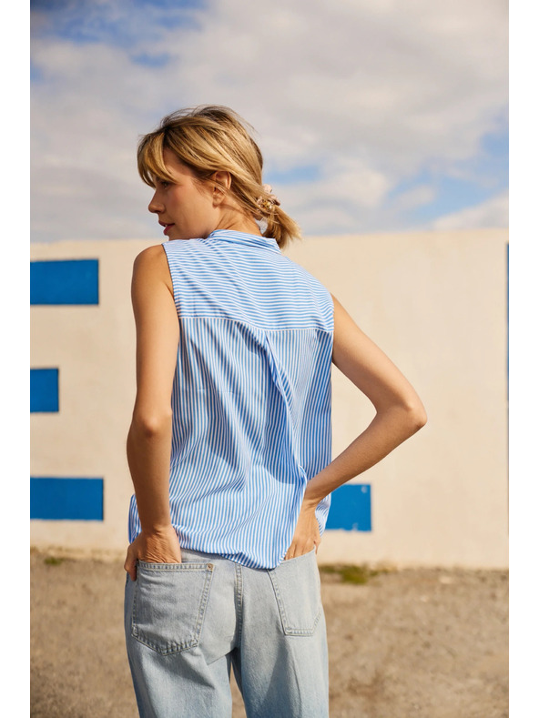 Moodo Kék-fehér csíkos ujjatlan ing