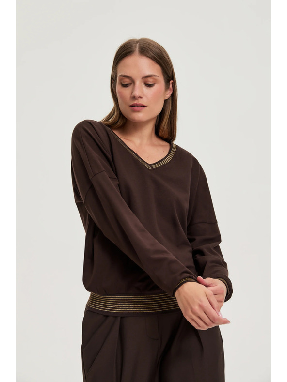 Moodo Barna pulóver arany részletekkel Moodo