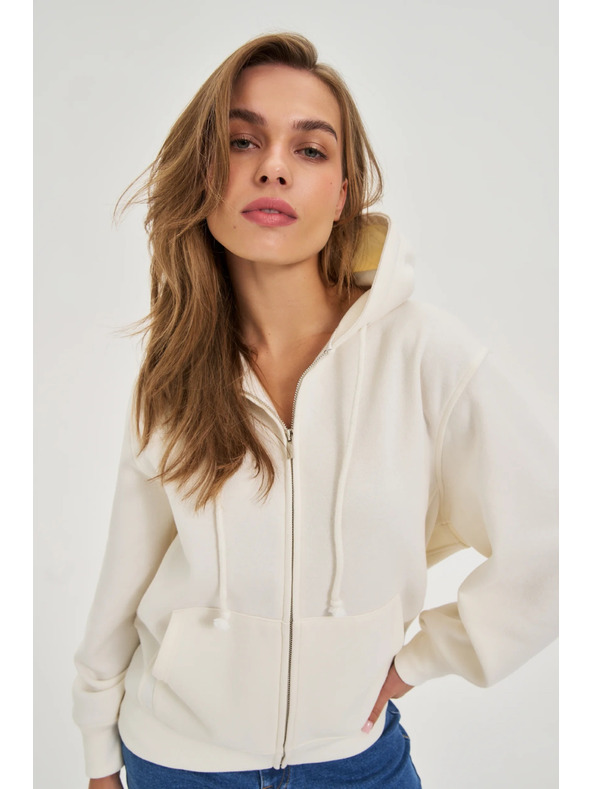 Moodo Moodo cipzáras női pulóver - fehér