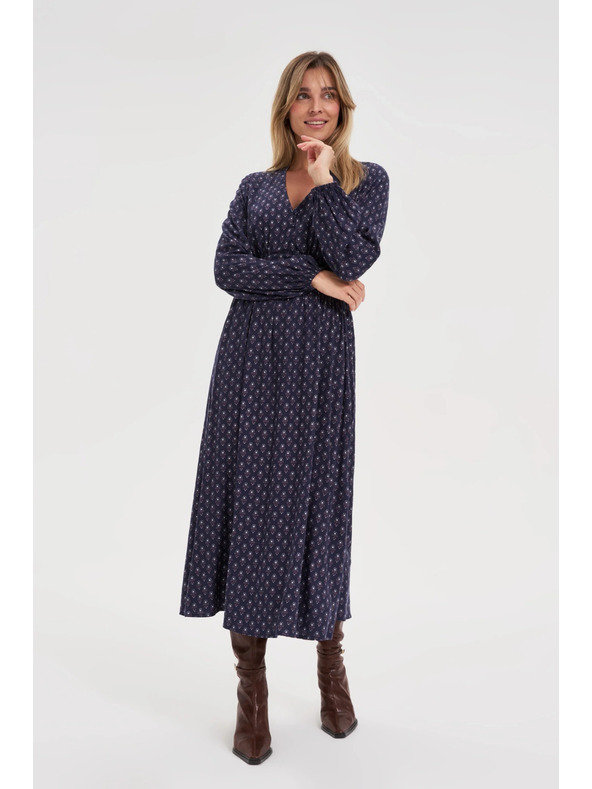 Moodo Hosszú kék ruha hosszú ujjakkal Moodo