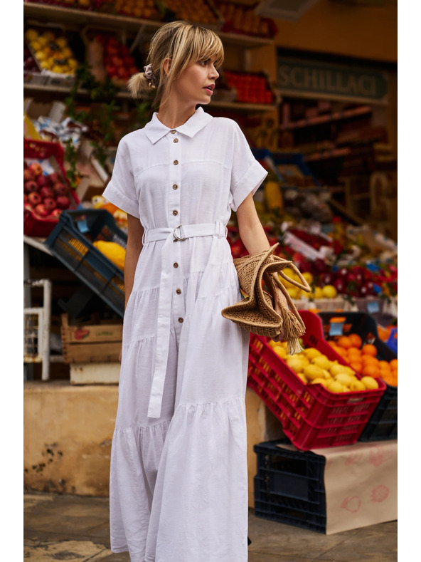 Moodo Moodo hosszú női ing ruha - fehér