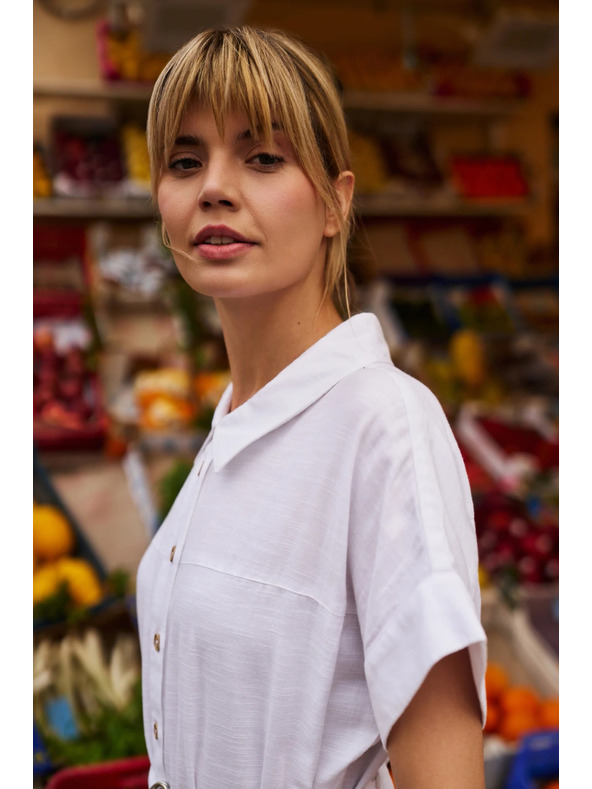 Moodo Moodo hosszú női ing ruha - fehér