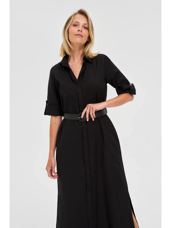 Moodo Fekete női ing ruha övvel