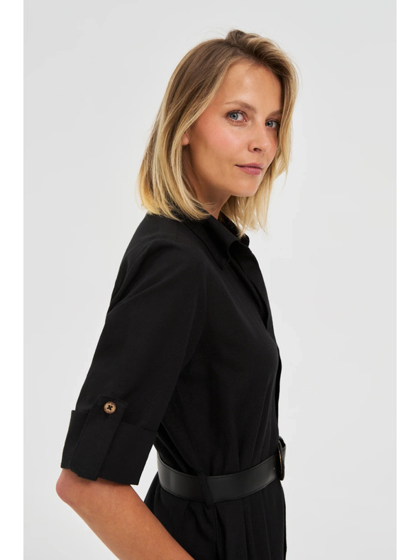 Moodo Fekete női ing ruha övvel