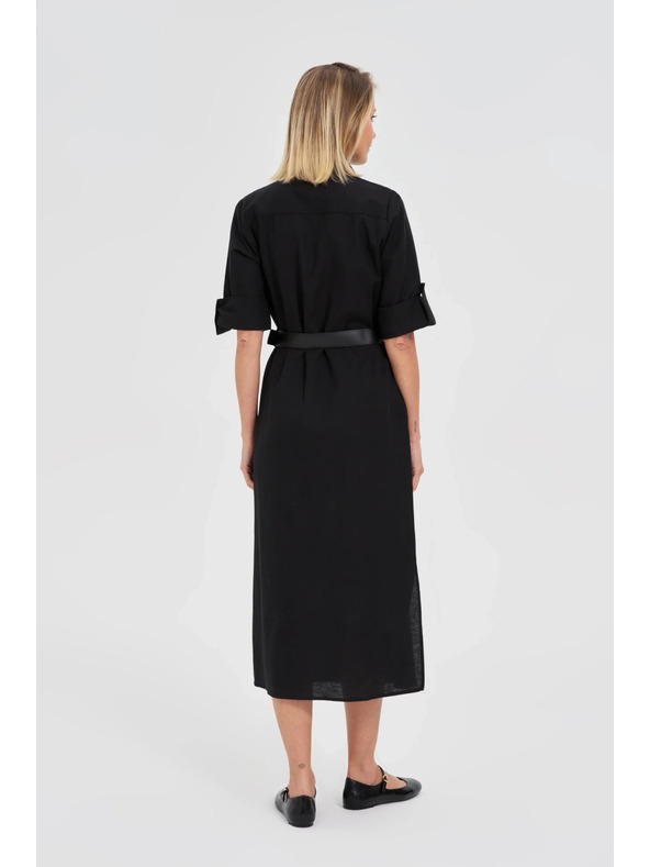 Moodo Fekete női ing ruha övvel