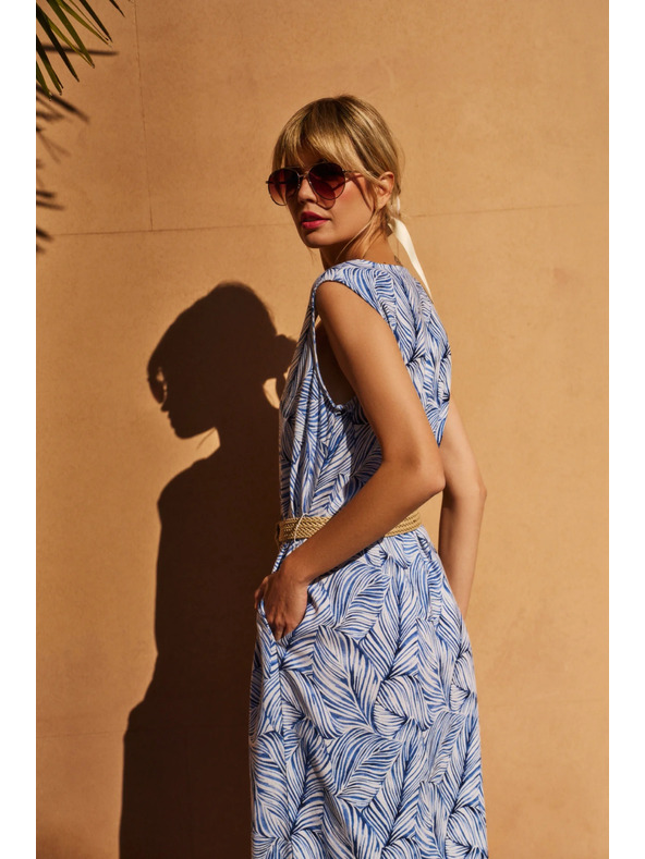 Moodo Világoskék ruha övvel