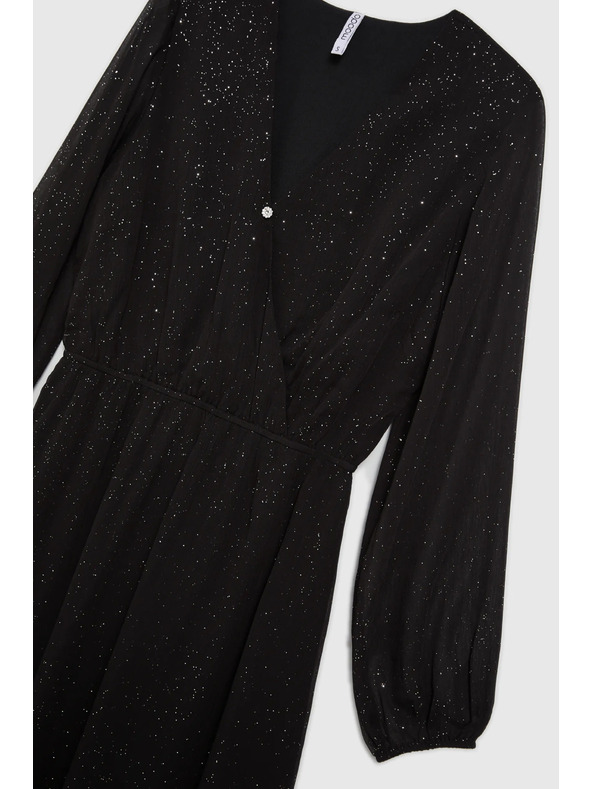 Moodo Moodo fekete csillogó ruha áttetsző ujjakkal